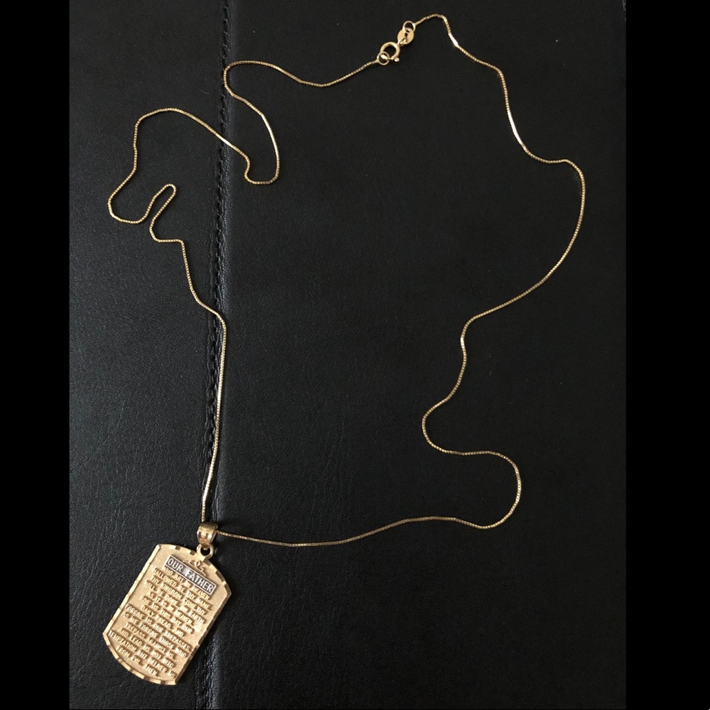 Our Father tag necklace in real gold